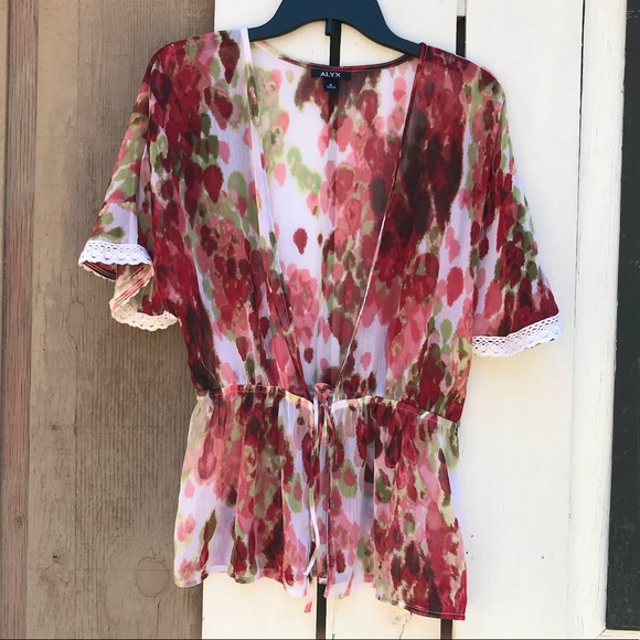 Alyx Tops - Alyx watercolor sheer kimono wrap